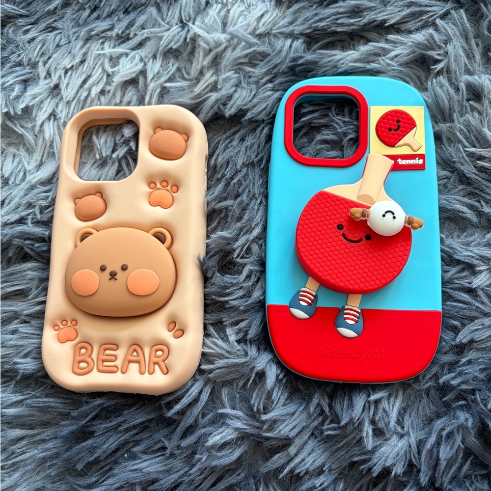 iPhone 14 Pro Max Cute Bear and Tennis Phone Cases